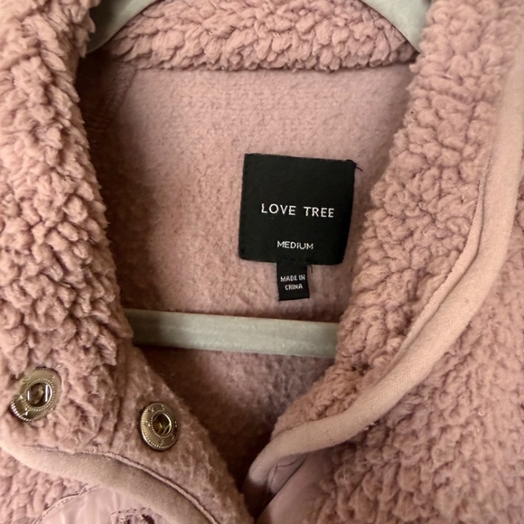 Love Tree Teddy Fleece Jacket | Lilac | Snap Front | Cozy | Size M - Picture 3 of 4
